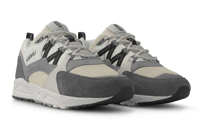 Pair of Karhu Fusion 2.0 Limestone/Jet Black Trainers