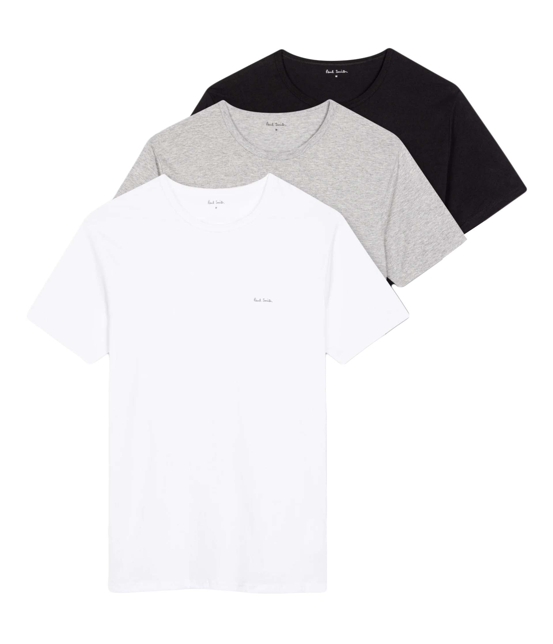 3 Pack Short Sleeve T Shirt Black White Grey