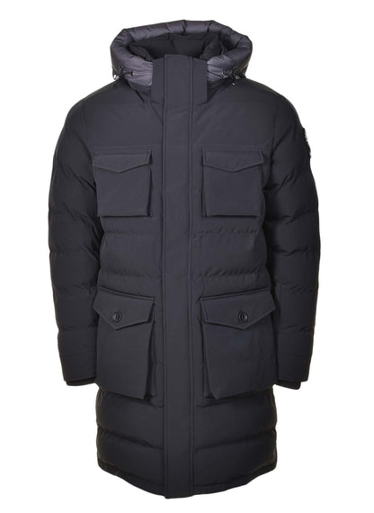 Sandbanks Branksome Long Puffer Jacket in Black