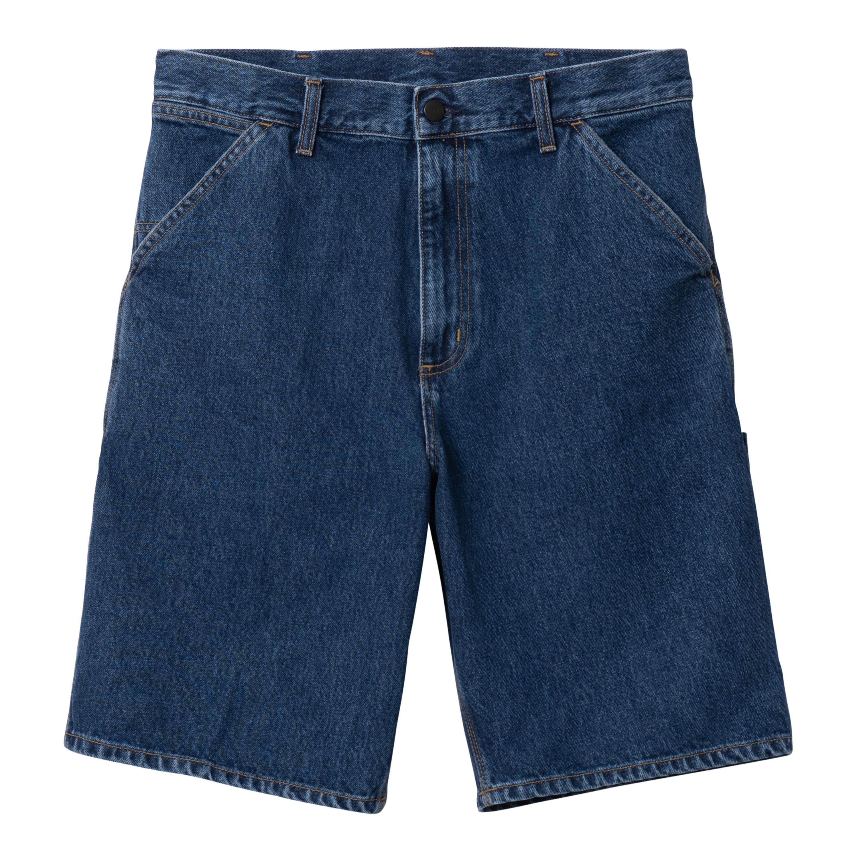 Single Knee Denim Shorts Blue Stone Washed