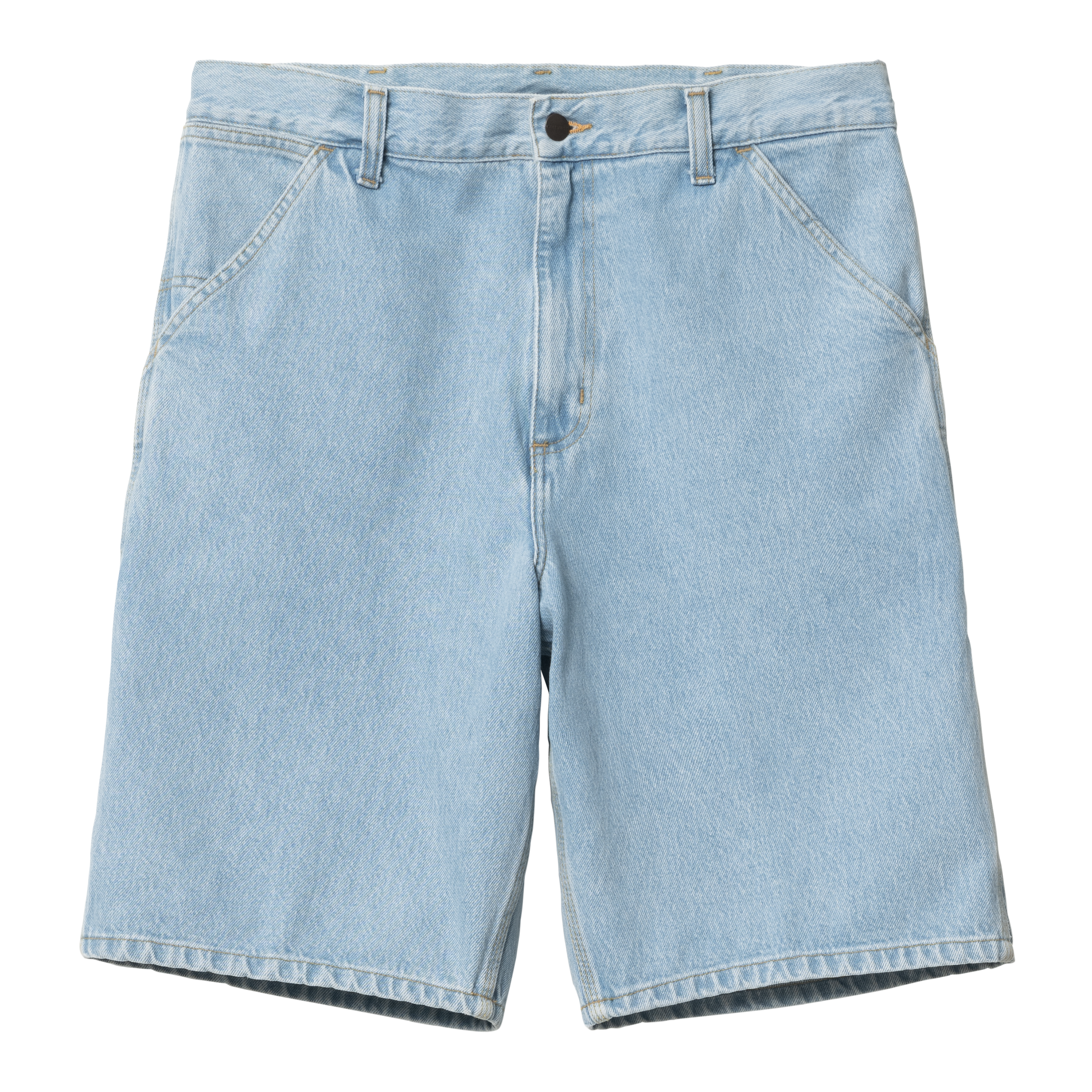 Single Knee Denim Shorts Blue Heavy Stone Bleached