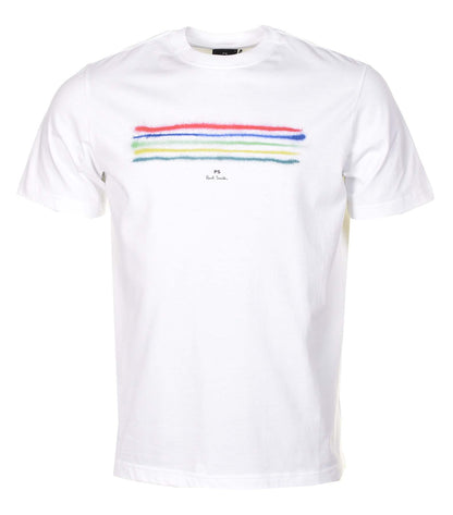 Regular Fit Spray Stripe T Shirt White