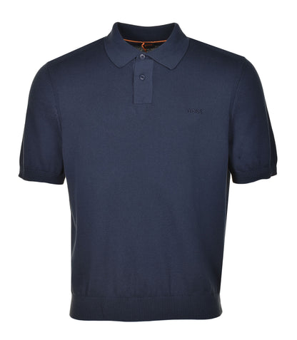 Asac Knitted Short Sleeve Polo Dark Blue