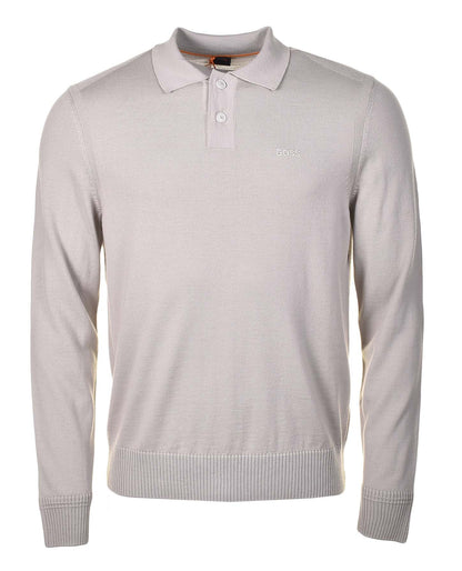 Avac Knitted Long Sleeve Polo Shirt Light Beige