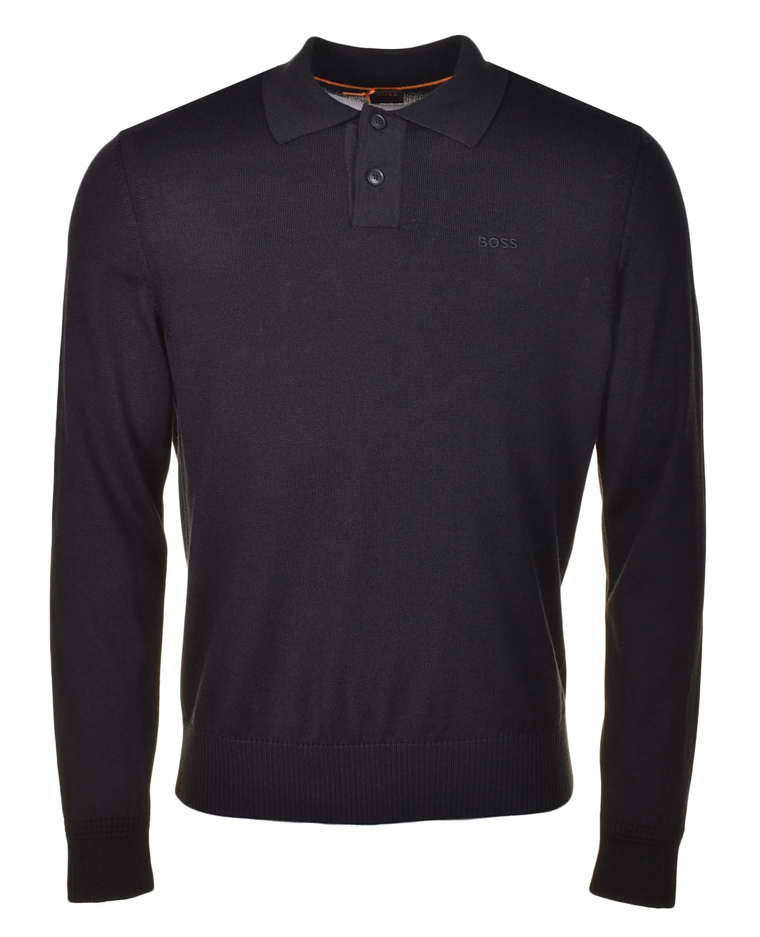 Avac Knitted Long Sleeve Polo Shirt Black