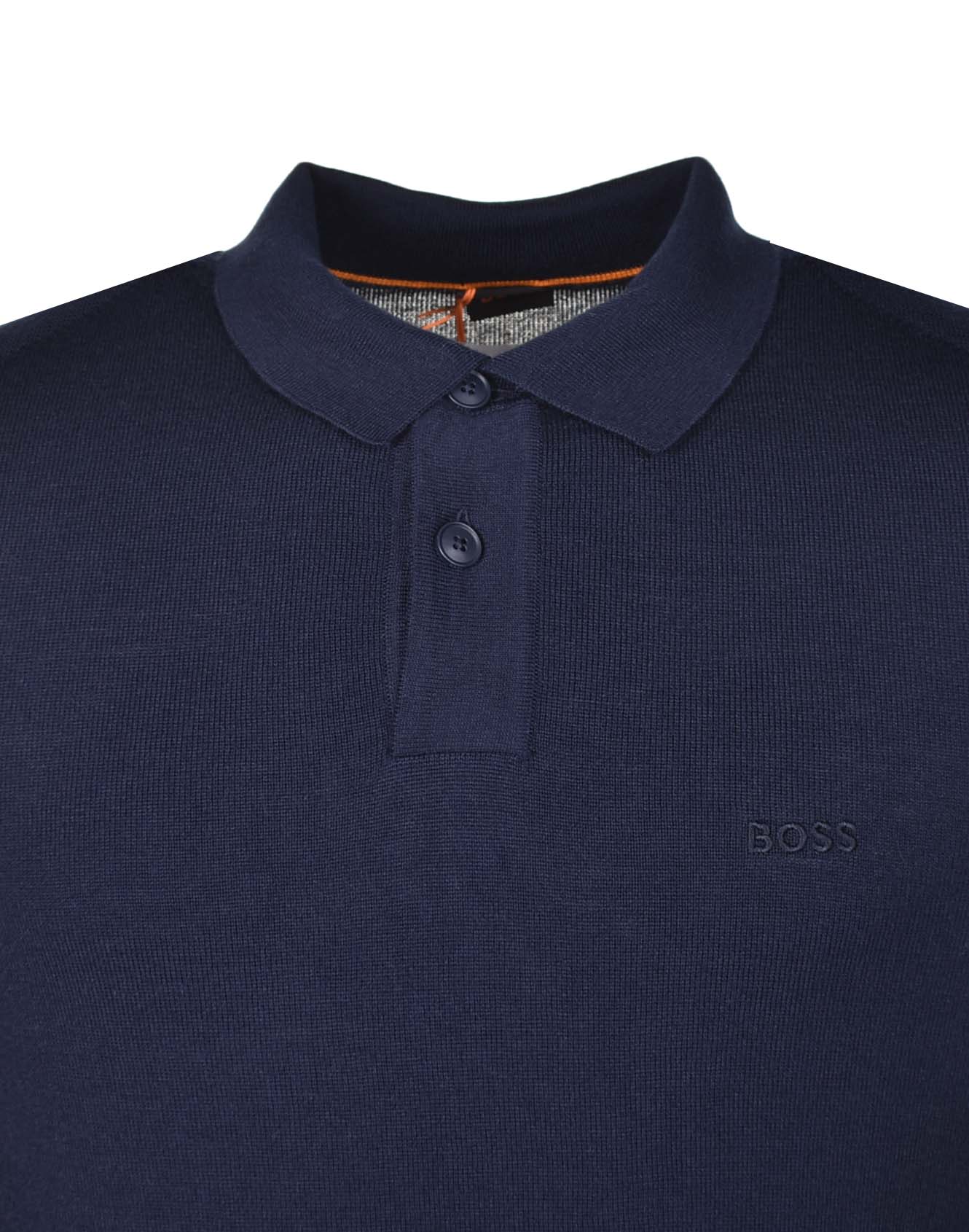 Avac Knitted Long Sleeve Polo Shirt Dark Blue