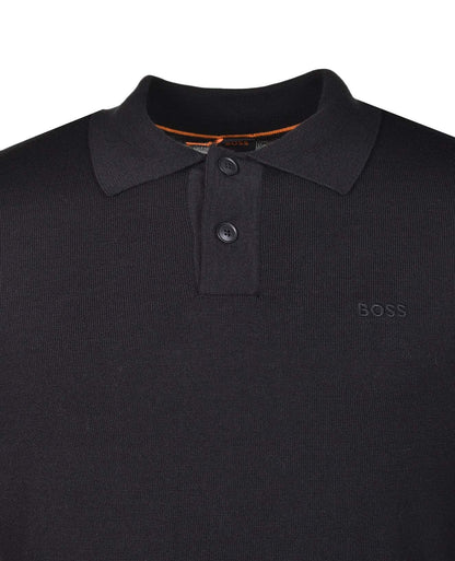 Avac Knitted Long Sleeve Polo Shirt Black