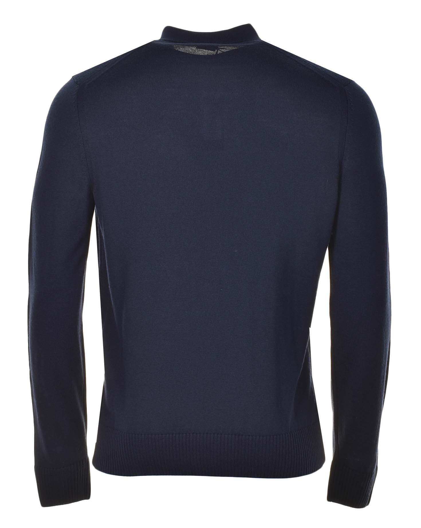 Avac Knitted Long Sleeve Polo Shirt Dark Blue