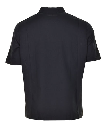 Short Sleeve Mesh Panel Polo Shirt Black