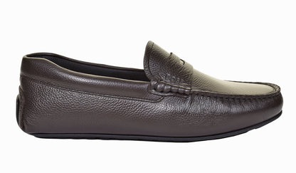 Noel Moccasin Leather Driver Shoe Dark Brown