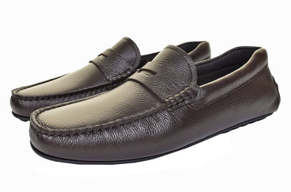 Noel Moccasin Leather Driver Shoe Dark Brown