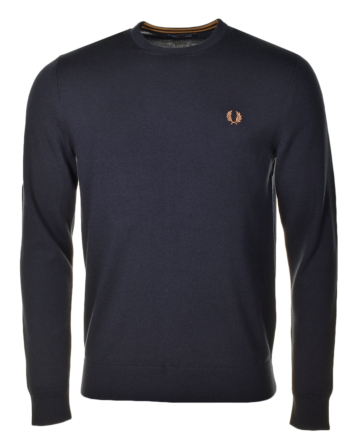 Classic Crew Neck Jumper Navy Caramel