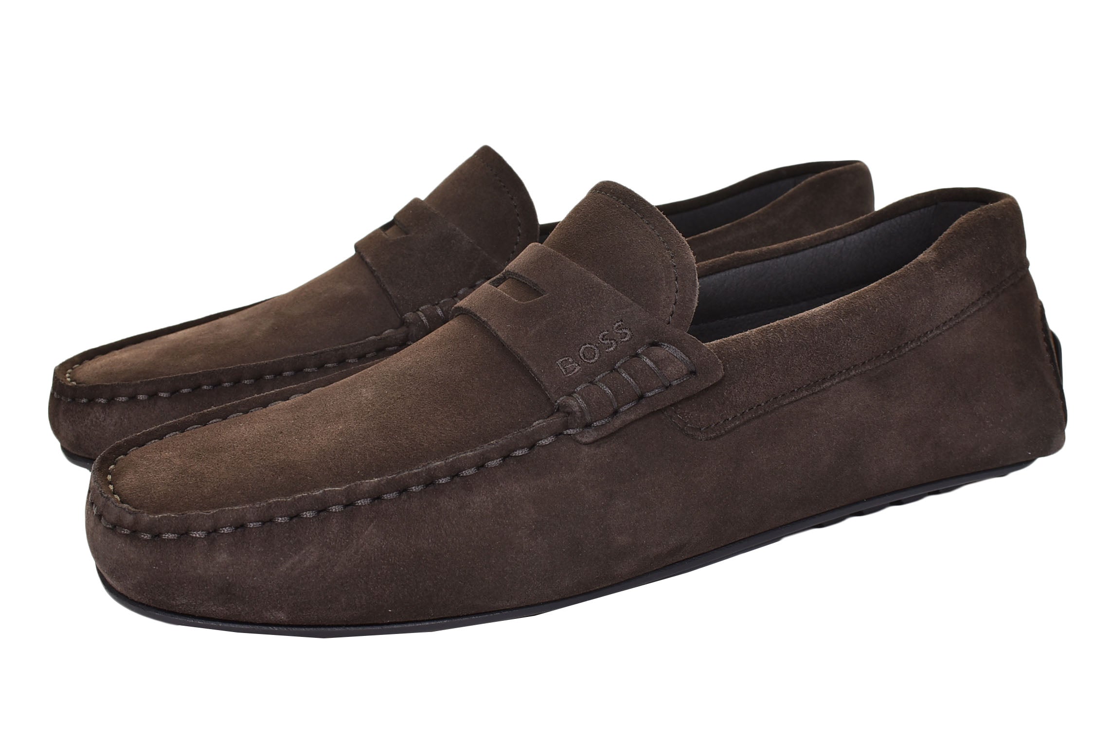 Noel Moccasin Suede Driver Shoe Dark Brown