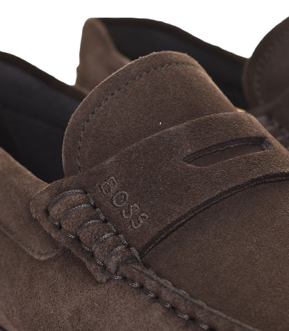 Noel Moccasin Suede Driver Shoe Dark Brown