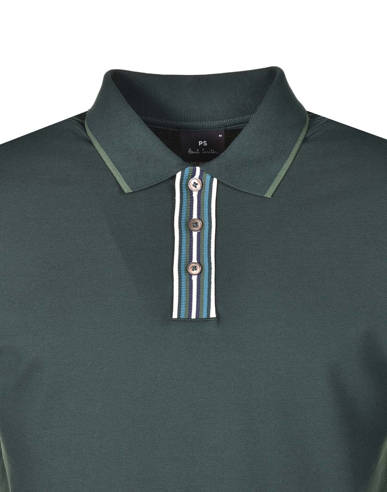 Regular Fit SS Stripe Placket Polo Shirt Bottle Green