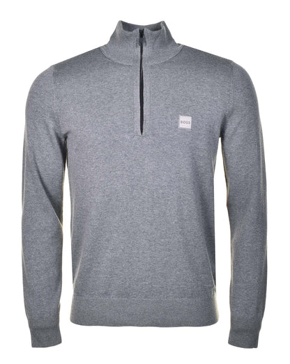 Kanobix Knitted Quarter Zip Light Pastel Grey