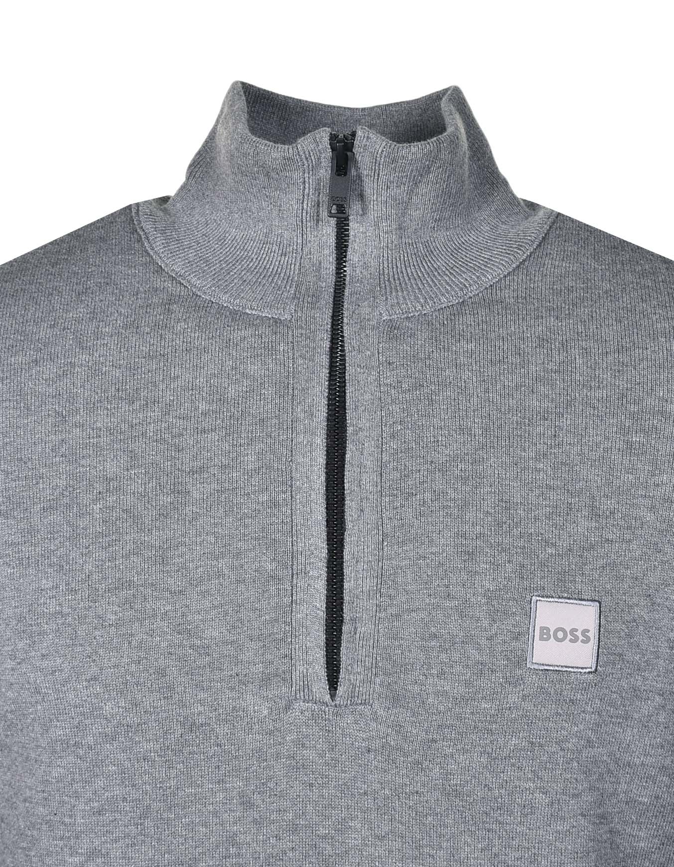 Kanobix Knitted Quarter Zip Light Pastel Grey