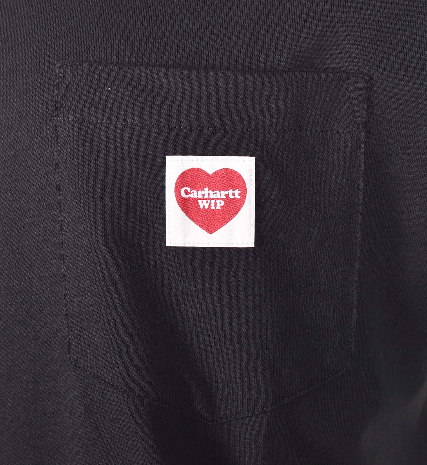 Short Sleeve Pocket Heart T Shirt Black