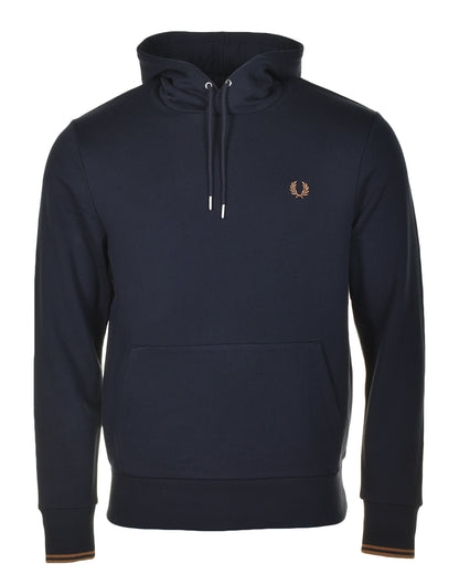 Tipped Hooded Sweatshirt Navy Dark Caramel