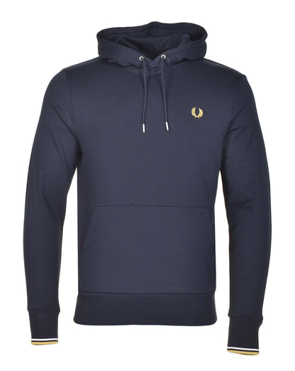 Tipped Hooded Sweatshirt Navy Ecru Honey