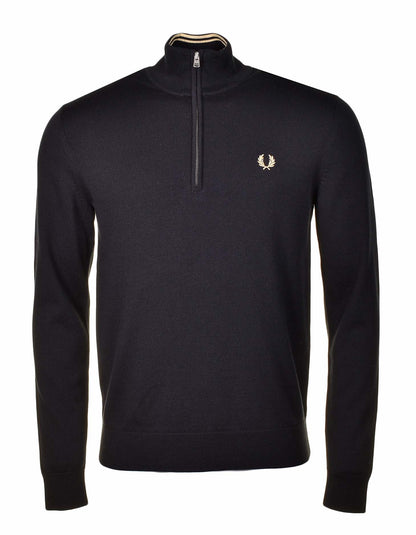 Half Zip Knitted Jumper Black