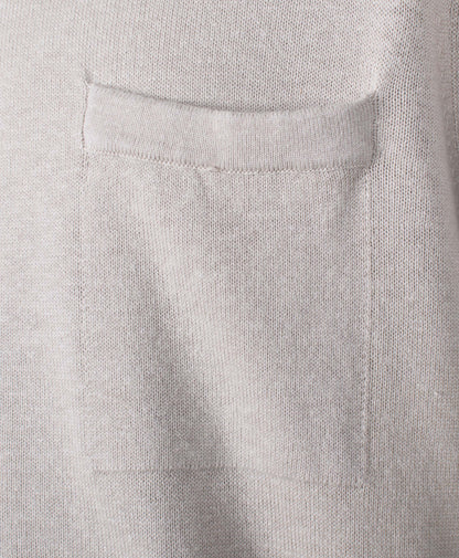 Kamiccio Knitted Full Button Short Sleeve Polo Shirt Light Beige