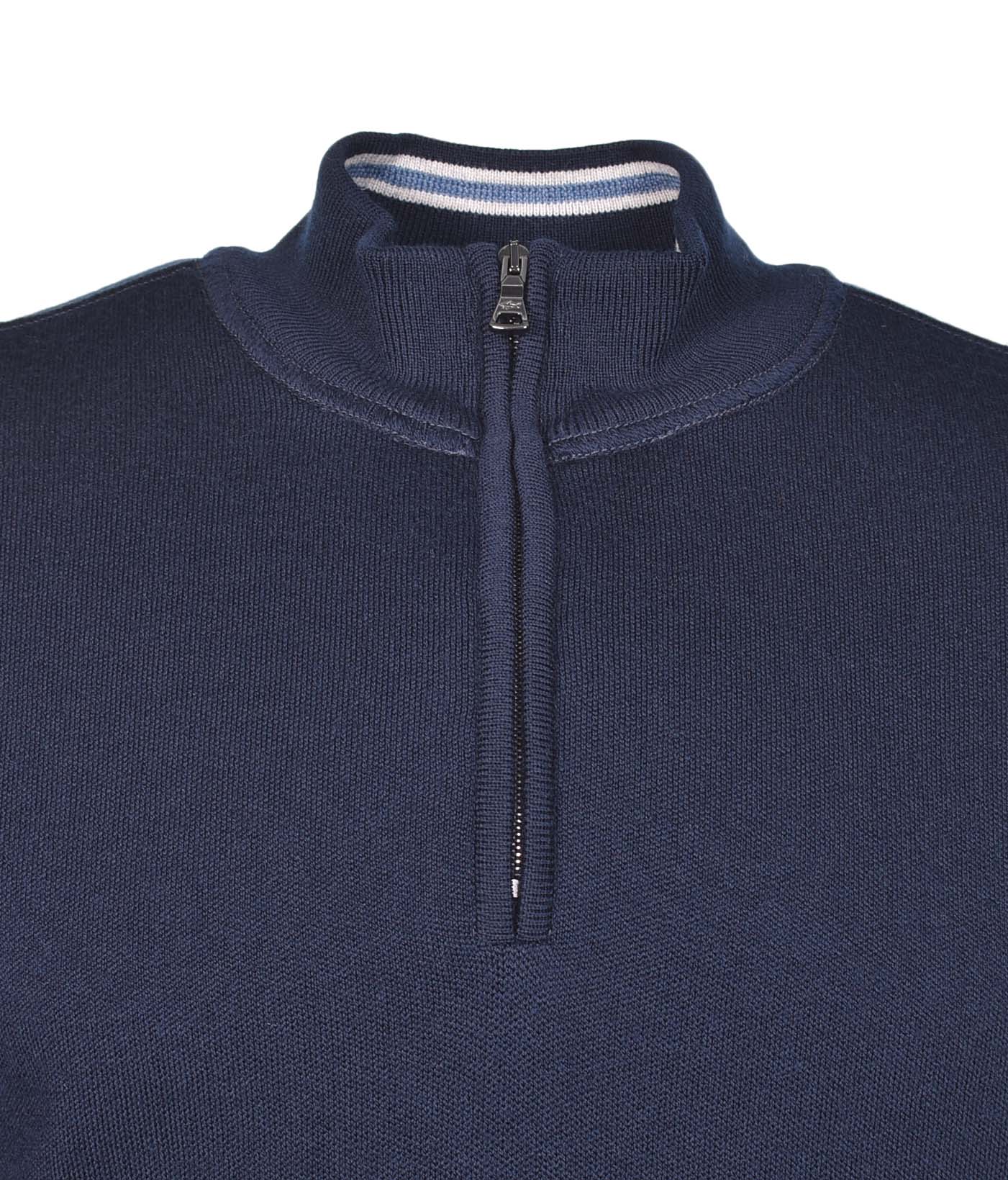 Moon Logo Knitted Wool Half Zip Navy