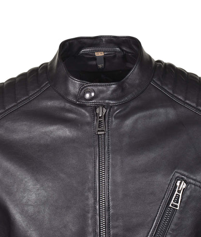 V Racer Leather Jacket Black