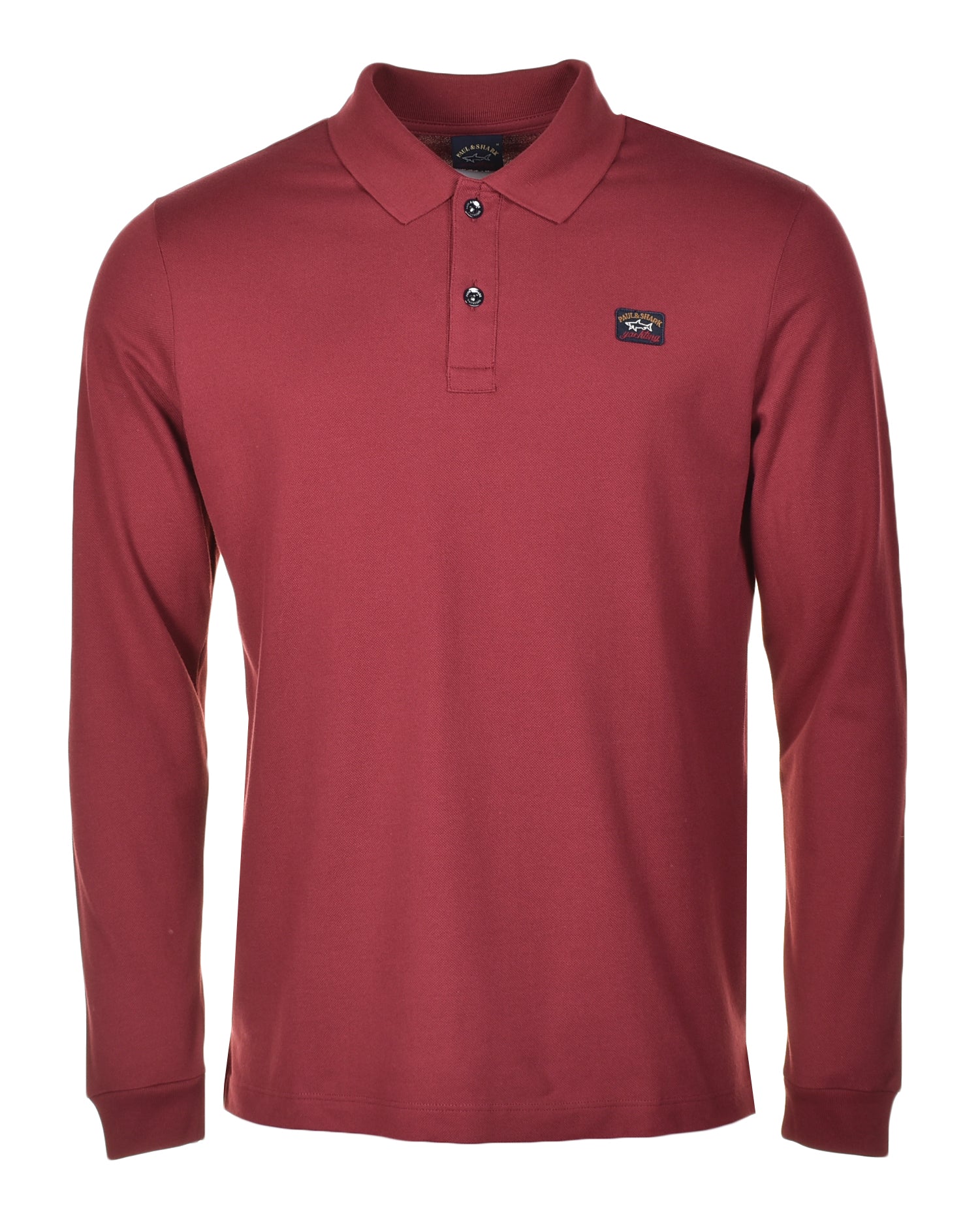 Long Sleeve Polo Shirt Dark Red