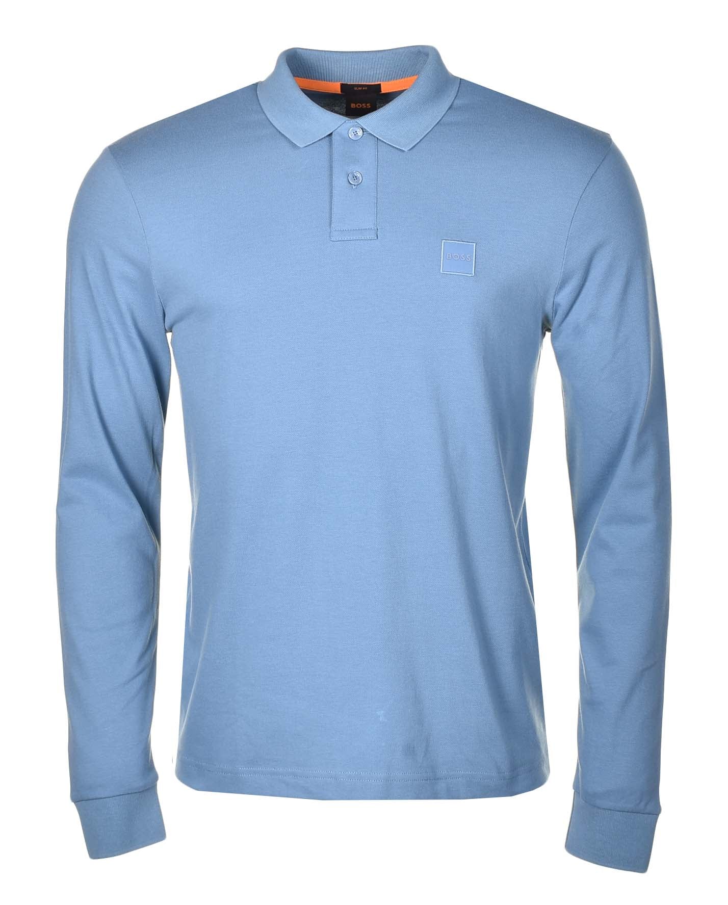 Passerby Long Sleeve Polo Shirt 472 Open Blue