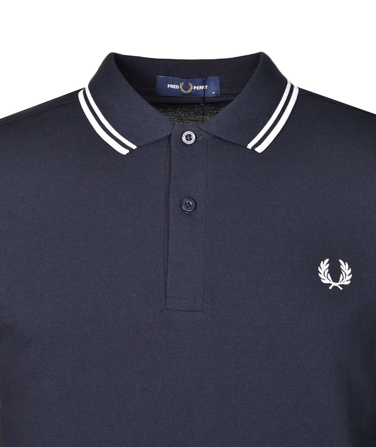 Long Sleeve Twin Tipped Polo Shirt Navy White