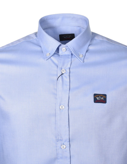 Long Sleeve Badge Oxford Shirt Sky Blue