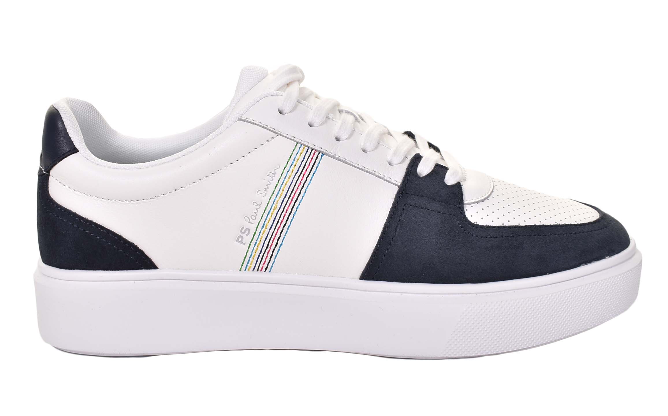 Tyne Leather Trainers White Navy