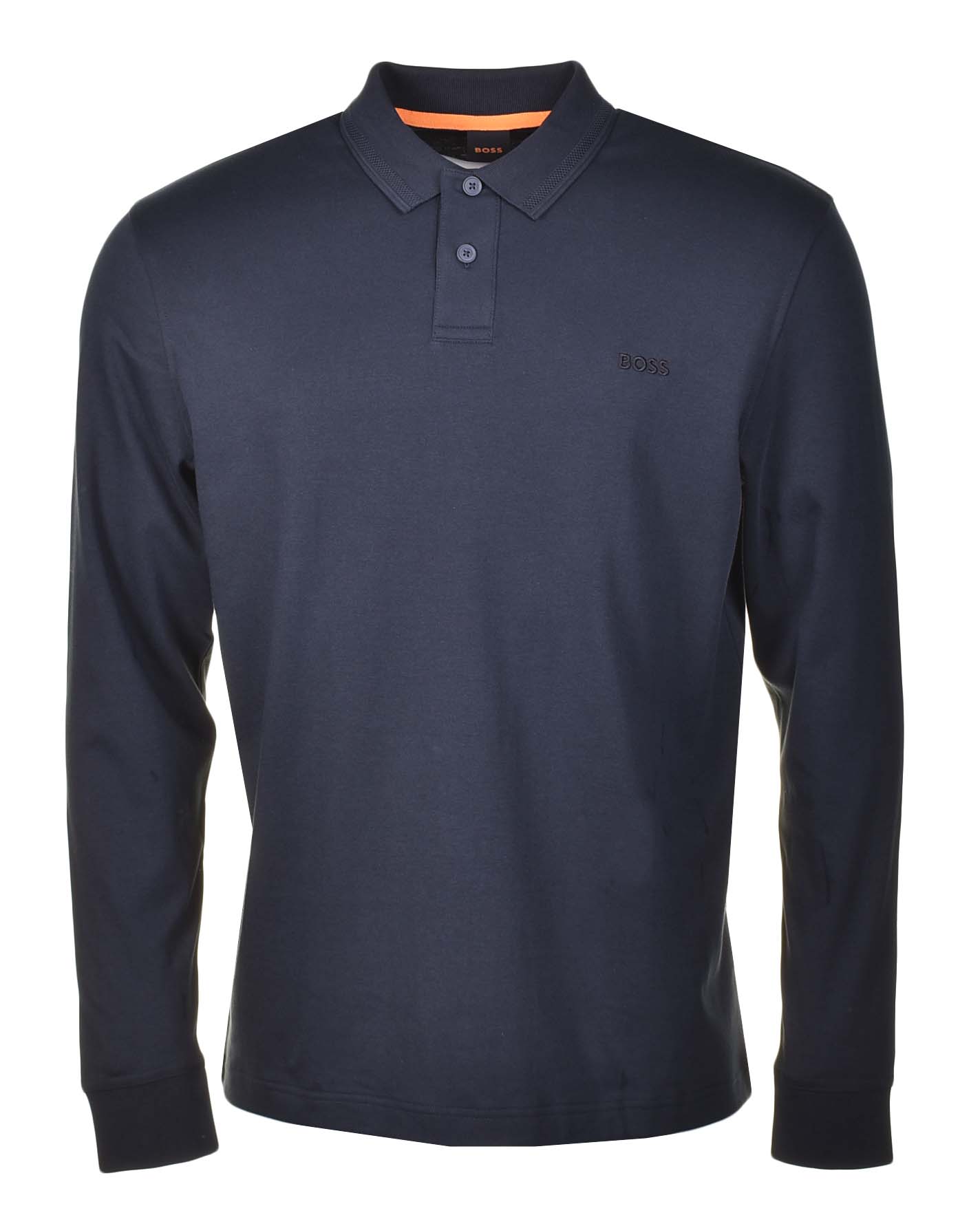 Pe Interlock Long Sleeve Polo Shirt Navy