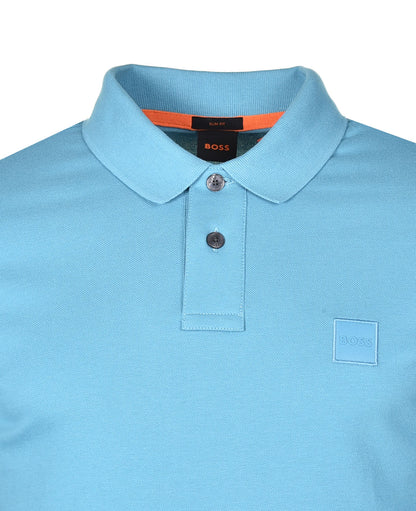 Passerby Long Sleeve Polo Shirt Open Blue