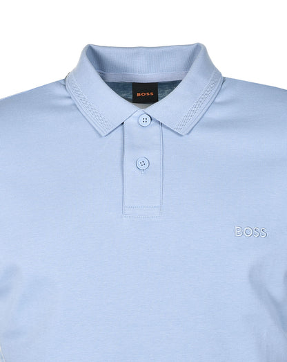 Pe Interlock Short Sleeve Polo Shirt Open Blue