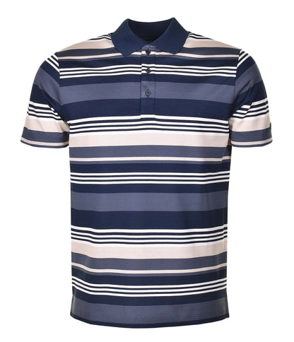 Short Sleeve Multi Stripe Polo Shirt Navy Stone