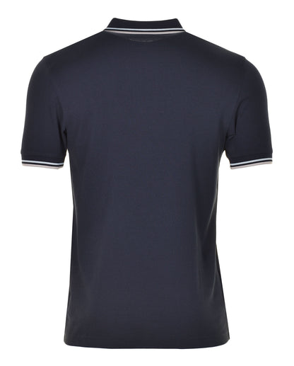 Short Sleeve Twin Tipped Polo Shirt Navy / Silver Blue / Warm Grey