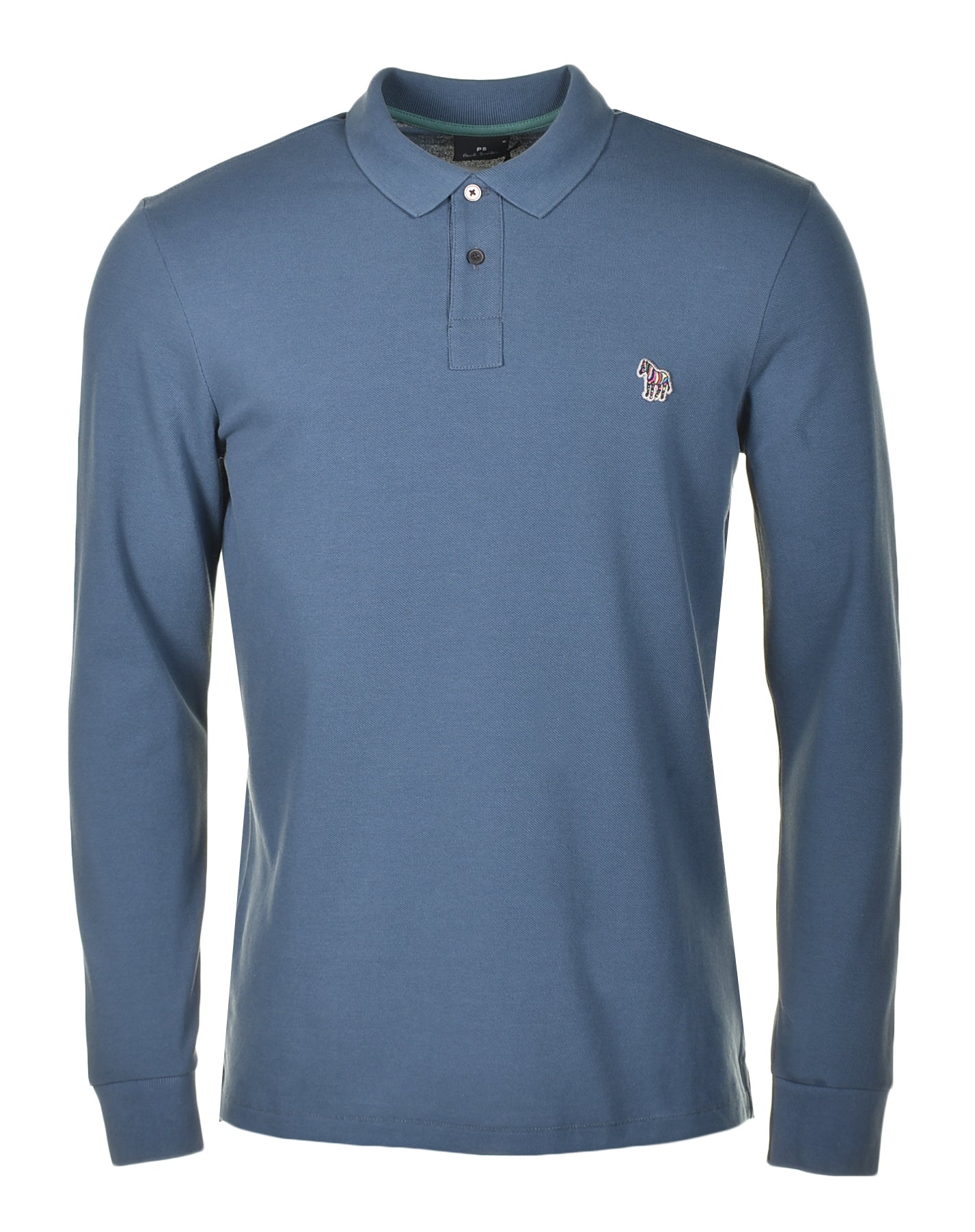 Regular Fit Long Sleeve Zebra Polo Shirt 46c Indigo