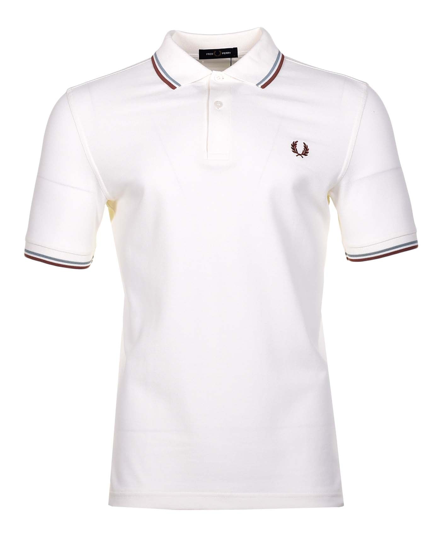 Short Sleeve Twin Tipped Polo Shirt Light Ecru Silver Cinnamon