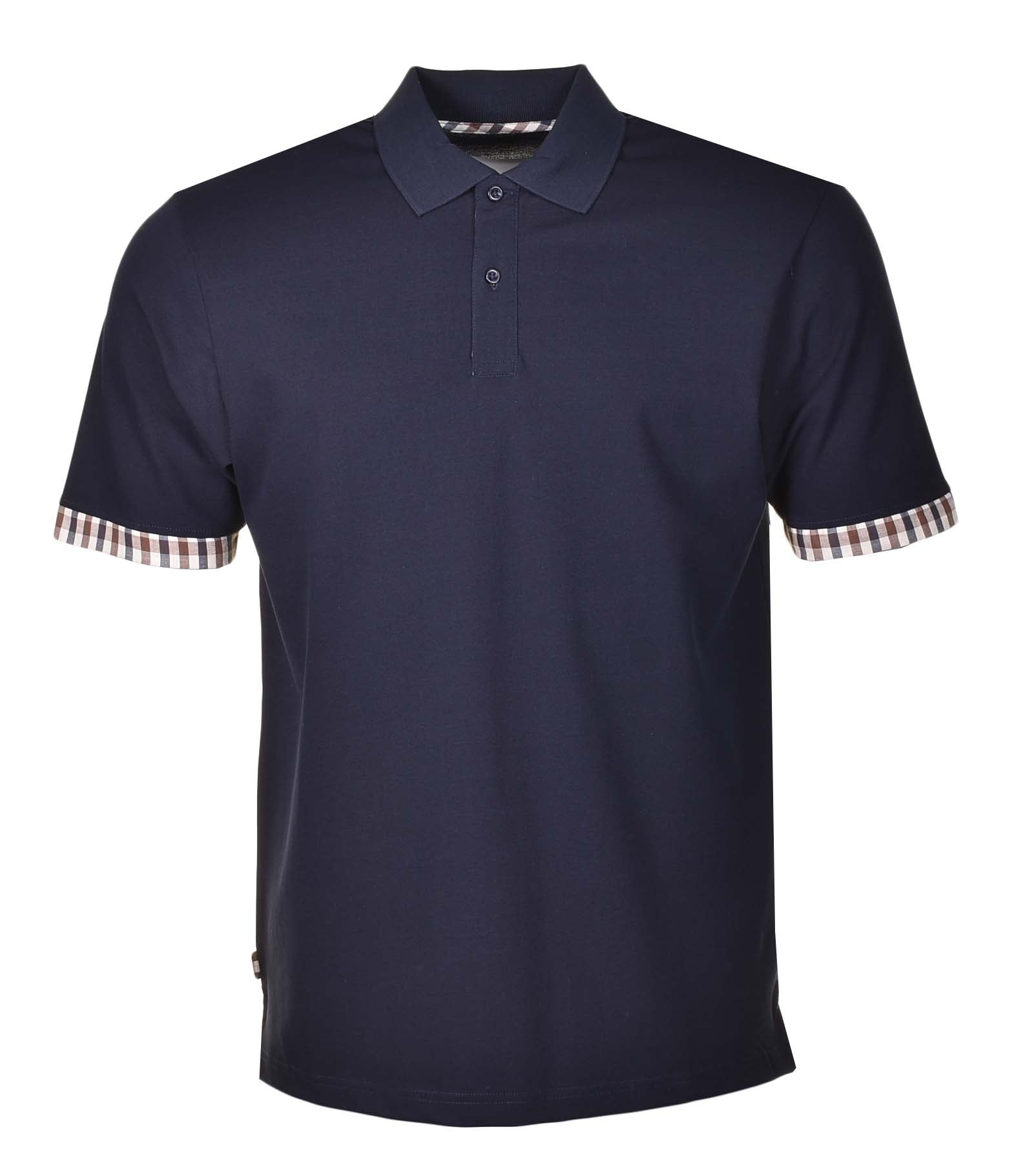 Active Club Check Sleeve Detail Polo Shirt Navy