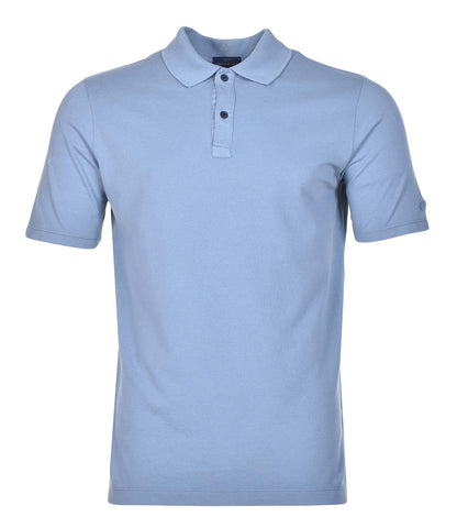 Short Sleeve Tonal Moon Logo Polo Shirt Blue