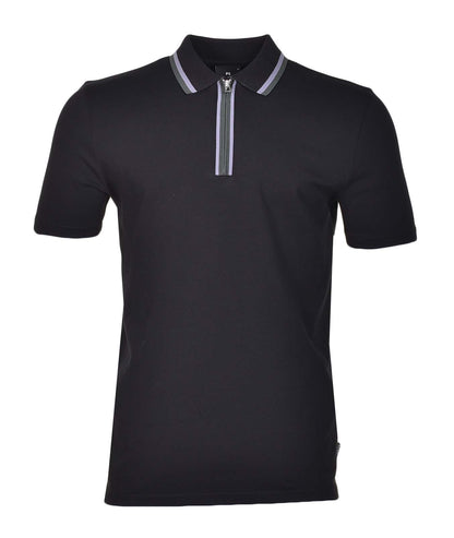 Regular Fit Short Sleeve Zip Polo Shirt Black