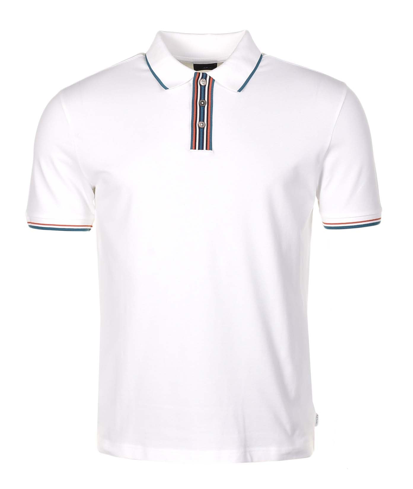 Regular Fit SS Stripe Placket Polo Shirt Off White