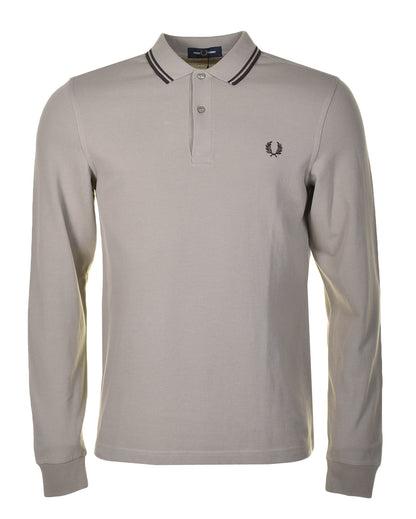 Long Sleeve Twin Tipped Polo Shirt Warm Grey Brick