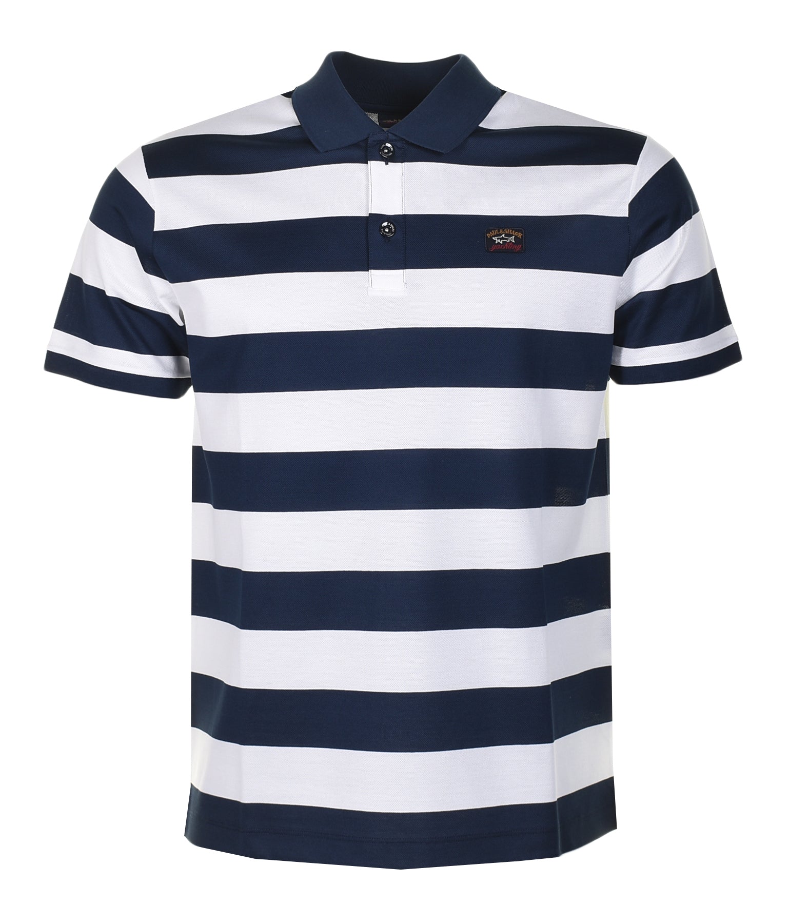 Short Sleeve Stripe Polo Shirt Navy White