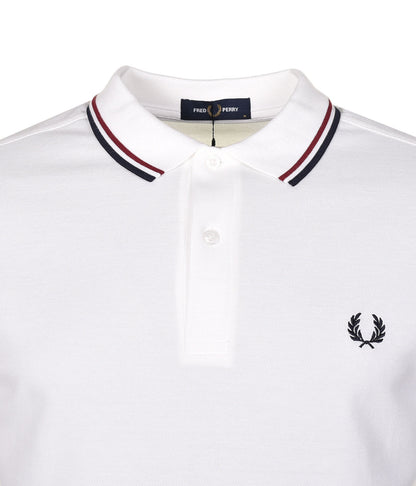 Short Sleeve Twin Tipped Polo Shirt Snow White Red