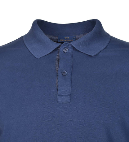 Short Sleeve Tonal Moon Logo Polo Shirt Navy