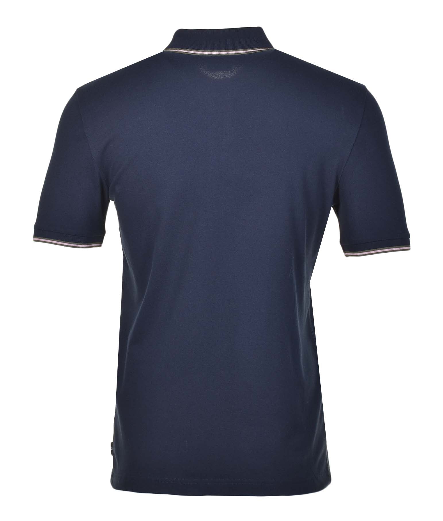 Regular Fit Short Sleeve Stripe Detail Polo Shirt Navy