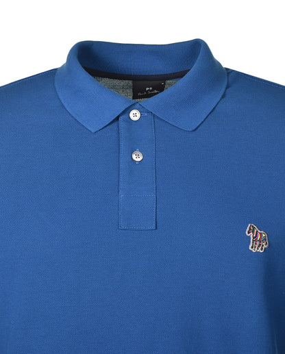 Regular Fit Long Sleeve Zebra Polo Shirt Cobalt Blue